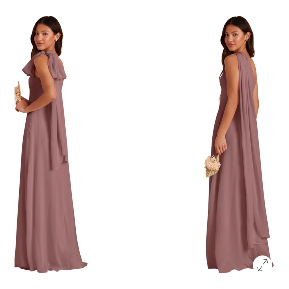 Birdy Grey One Shoulder Maxi Dress Mauve Pink Bridesmaid Formal Gown S - Picture 3 of 8